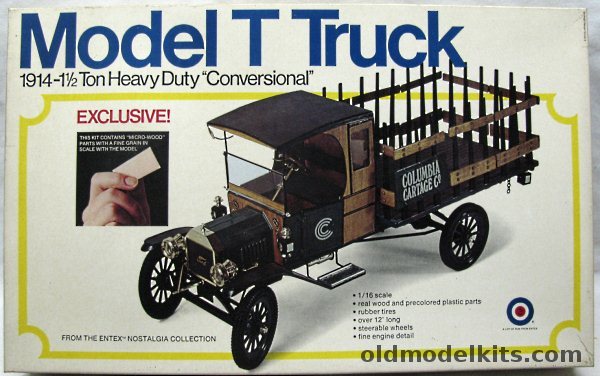 Entex 1/16 1914 Ford 1 1/2 Ton Model T Heavy Duty Truck - 'Conversional' - with Real Wood Sides and Parts - Good Year Tire & Rubber Co / Zellerbach Paper Co / Columbia Cartage Co, 8498 plastic model kit